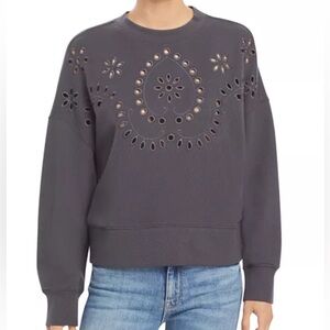 Rails Alice Gray Eyelet Sweatshirt Size XXL